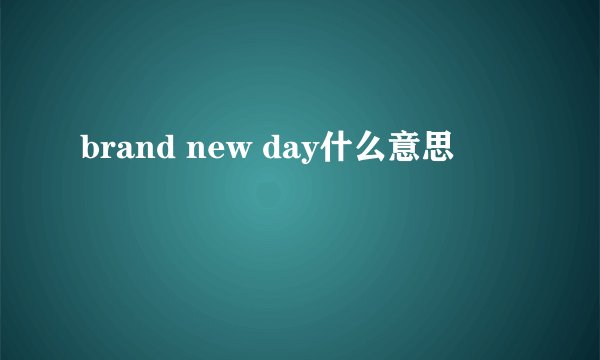 brand new day什么意思